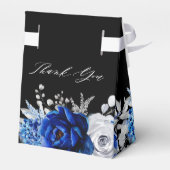 Royal Blue White Metallic Silver Floral Wedding Fa Geschenkschachtel (Rückseite)