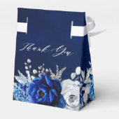 Royal Blue White Metallic Silver Floral Wedding Fa Geschenkschachtel (Rückseite)