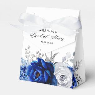 Royal Blue White Metallic Silver Floral Wedding Geschenkschachtel