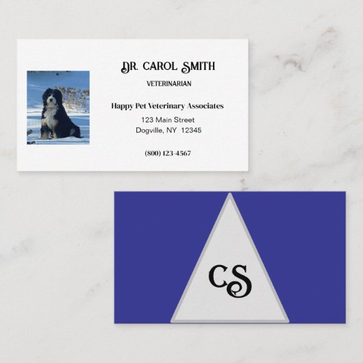 Royal Blue & White mit Logo oder FotoBusiness Card Visitenkarte (Vorne/Hinten)