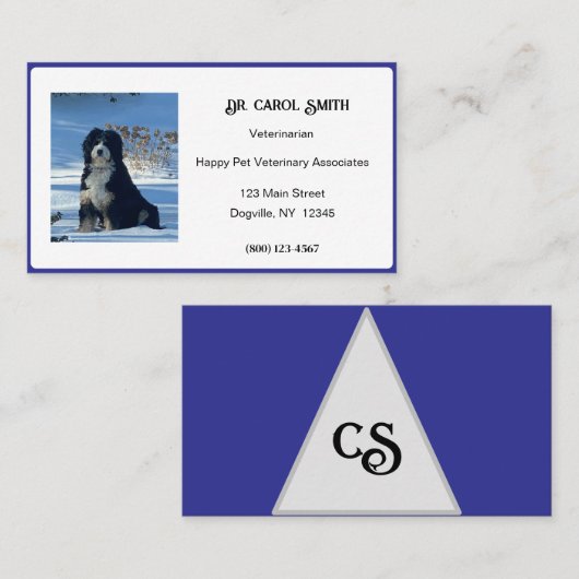 Royal Blue & White mit Logo oder FotoBusiness Card Visitenkarte (Vorne/Hinten)