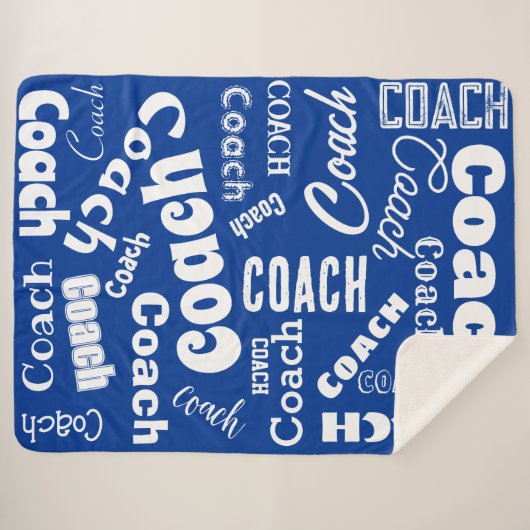 Royal Blue White Personalisiert Coach Geschenk Nam Sherpadecke (Vorderseite (Horizontal))