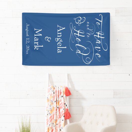 Royal Blue White Personalisiert Wedding Banner (Insitu)