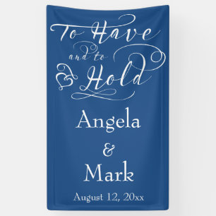 Royal Blue White Personalisiert Wedding Banner