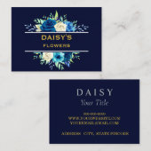 Royal Blue White Rose Blume Visitenkarte (Vorne/Hinten)