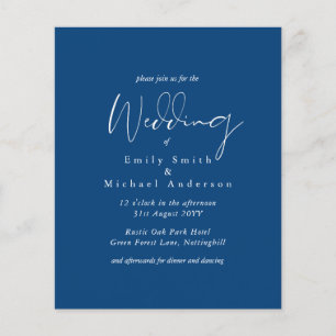 Royal Blue White Script Budget Hochzeit