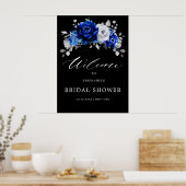 Royal Blue White Silver Brautparty Welcome Post Poster (Küche)