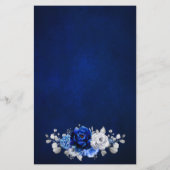 Royal Blue White Silver Floral Brautparty Bingo (Rückseite)
