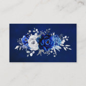 Royal Blue White Silver Floral Hochzeitsempfang Begleitkarte (Rückseite)