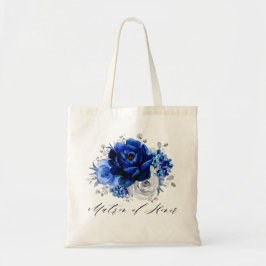 Royal Blue White Silver Floral Matron of Honor Tragetasche