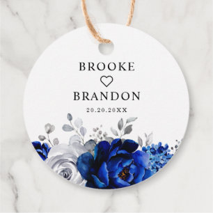 Royal Blue White Silver Floral Vielen Dank für Ihr Geschenkanhänger