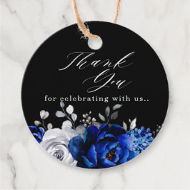 Royal Blue White Silver Floral Vielen Dank für Ihr Geschenkanhänger