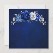 Royal Blue White Silver Metallic Brautparty Einladung (Rückseite)