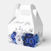Royal Blue White Silver Metallic Brautparty Geschenkschachtel (Vorderseite)