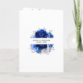 Royal Blue White Silver Metallic Floral Wedding Einladung (Rückseite)