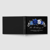 Royal Blue White Silver Metallic Floral Wedding Gu Gästebuch (Voll)