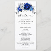 Royal Blue White Silver Metallic Floral Wedding Programm (Vorderseite)