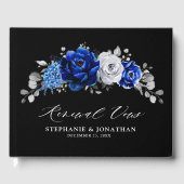 Royal Blue White Silver Metallic Floral wow erneue Gästebuch (Vorderseite)