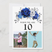 Royal Blue White Silver Metallic Tischnummer Card (Vorderseite)