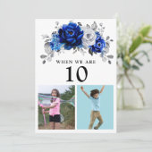 Royal Blue White Silver Metallic Tischnummer Card (Stehend Vorderseite)