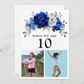 Royal Blue White Silver Metallic Tischnummer Card (Vorne/Hinten)