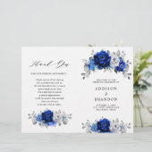 Royal Blue White Silver Metallic Wedding Program (Stehend Vorderseite)