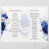 Royal Blue White Silver Metallic Wedding Program (Rückseite)