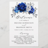 Royal Blue White Silver Metallic Wedding Program (Vorderseite)
