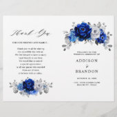 Royal Blue White Silver Metallic Wedding Program (Vorderseite)