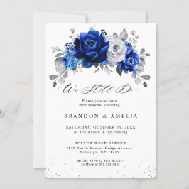 Royal Blue White Silver Metallic Wir tun es noch Einladung