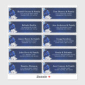 Royal Blue White Silver Wedding Guest Address Stic Aufkleber (Blatt)