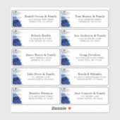 Royal Blue White Silver Wedding Guest Address Stic Aufkleber (Blatt)