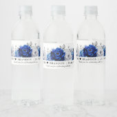 Royal Blue White Silver Wedding Water Flasche Wasserflaschenetikett (Flaschen)