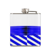 Royal Blue White Stripe Wedding Verlobung Flachmann (Rückseite)