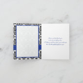 Royal Blue, White und Black Damask Dankeschön Card Dankeskarte (Innenseite)