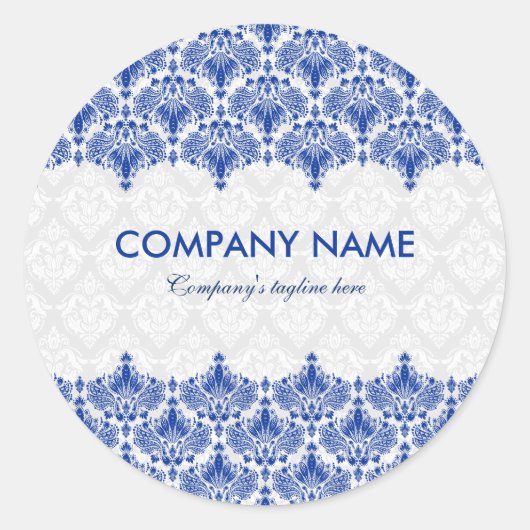 Royal Blue & White Vintag Lace Runder Aufkleber (Vorderseite)