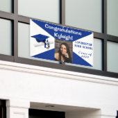 Royal Blue & White Vinyl Abschluss Foto Banner (Äußeres Gebäude)