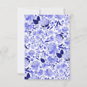 Royal Blue & White Watercolor Floral Mitzvah UAWG RSVP Karte (Rückseite)