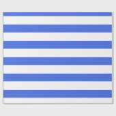 Royal Blue White Wide Horizontal Streifen Geschenkpapier (Flach)