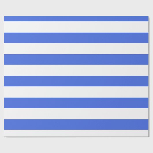 Royal Blue White Wide Horizontal Streifen Geschenkpapier (Flach)