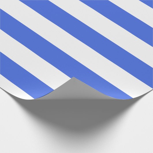 Royal Blue White Wide Horizontal Streifen Geschenkpapier (Ecke)