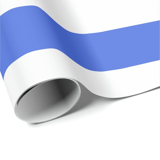 Royal Blue White Wide Horizontal Streifen Geschenkpapier (Rolleneckpunkt)