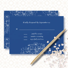 Royal Blue White Wildblume Boho Wedding RSVP