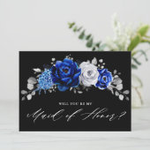 Royal Blue White wird meine Trauzeugin Inv Einladung (Stehend Vorderseite)