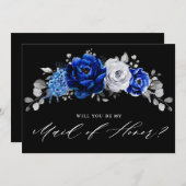 Royal Blue White wird meine Trauzeugin Inv Einladung (Vorne/Hinten)