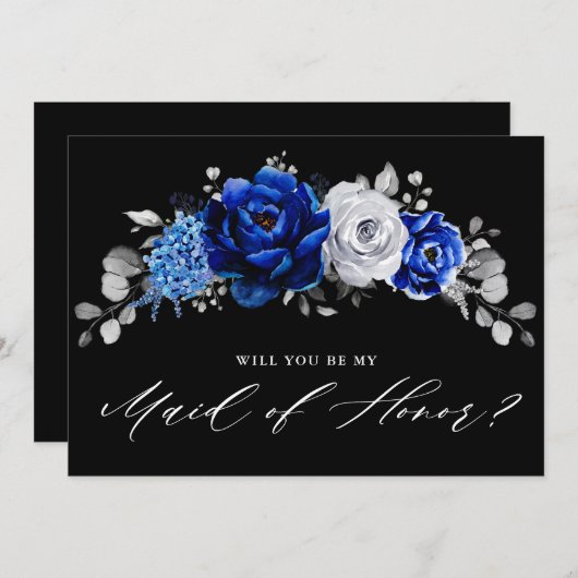 Royal Blue White wird meine Trauzeugin Inv Einladung (Vorne/Hinten)