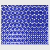 Royal Blue White XL Marokkanisches Quatrefolie #7D Geschenkpapier (Flach)