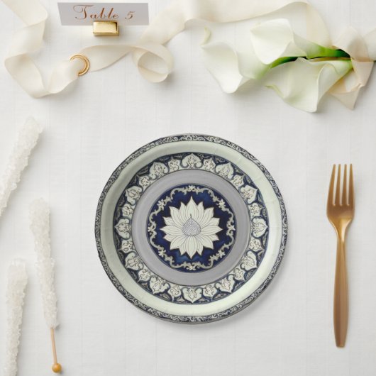 Royal Blue Wildblume Floral Keramik Wedding Pappteller (Hochzeit)