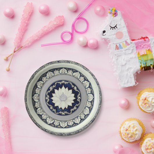 Royal Blue Wildblume Floral Keramik Wedding Pappteller (Party)