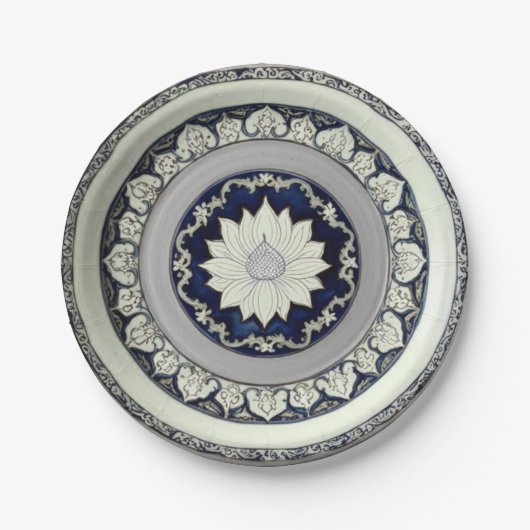 Royal Blue Wildblume Floral Keramik Wedding Pappteller (Vorderseite)